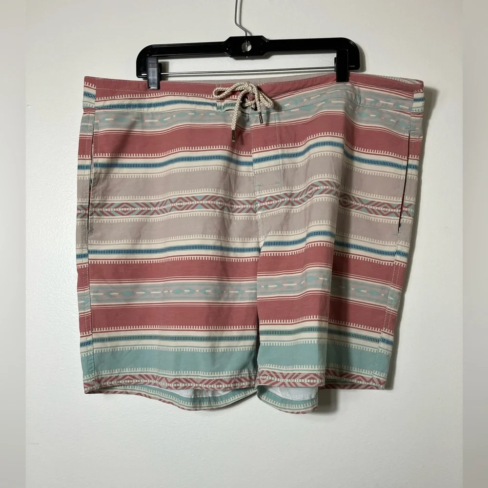 faherty Board Shorts Sz 40 Aztec Beach Swim Unlined 7.5”‎ Inseam Pockets